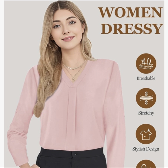 $5 BUNDLE SALE! Roll-Tab 3/4 Sleeve Blouse, Pink, Sz XL, NWOT - Picture 3 of 6